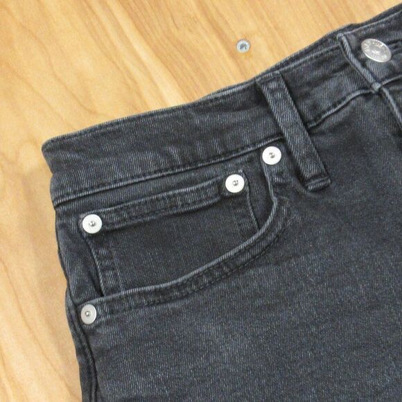 MADEWELL High Rise Denim Shorts Sz 25 (27) Frayed Cuffed Hem Washed Black Jeans - Picture 2 of 11